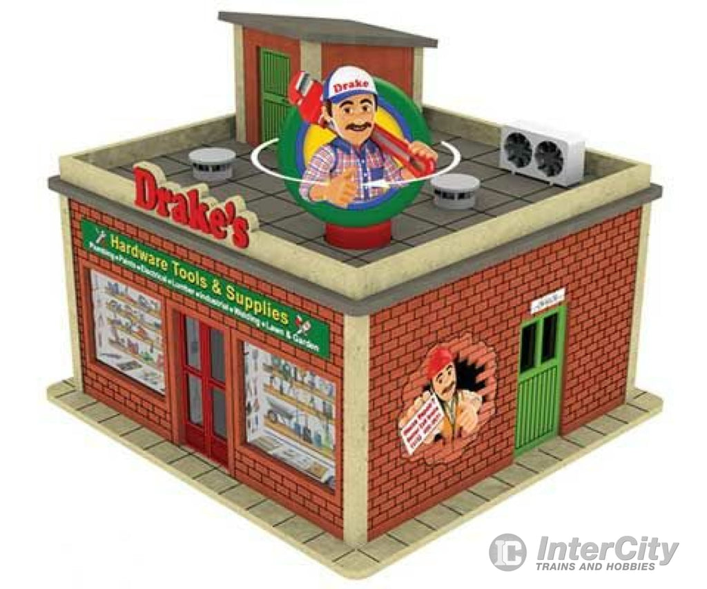 Bachmann 39123 Drakes Hardware Store With Light And Rotating Sign -- Laser-Cut Kit Structures