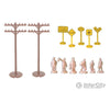 Bachmann 42104 Layout Accessories Assortment -- 12 Telephone Poles 24 Signs & Unpainted Figures