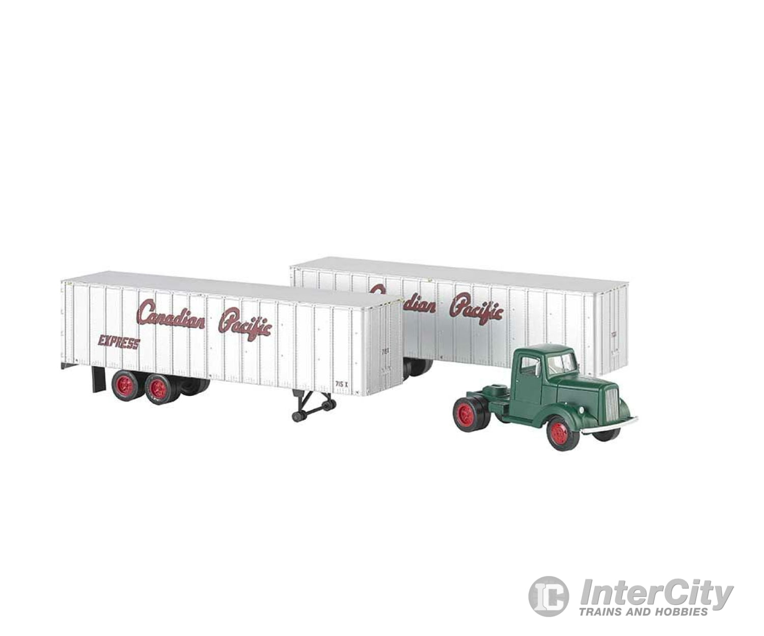 Bachmann 42233 White Tractor W/2 Piggyback Van Trailers - Assembled -- Canadian Pacific (Green