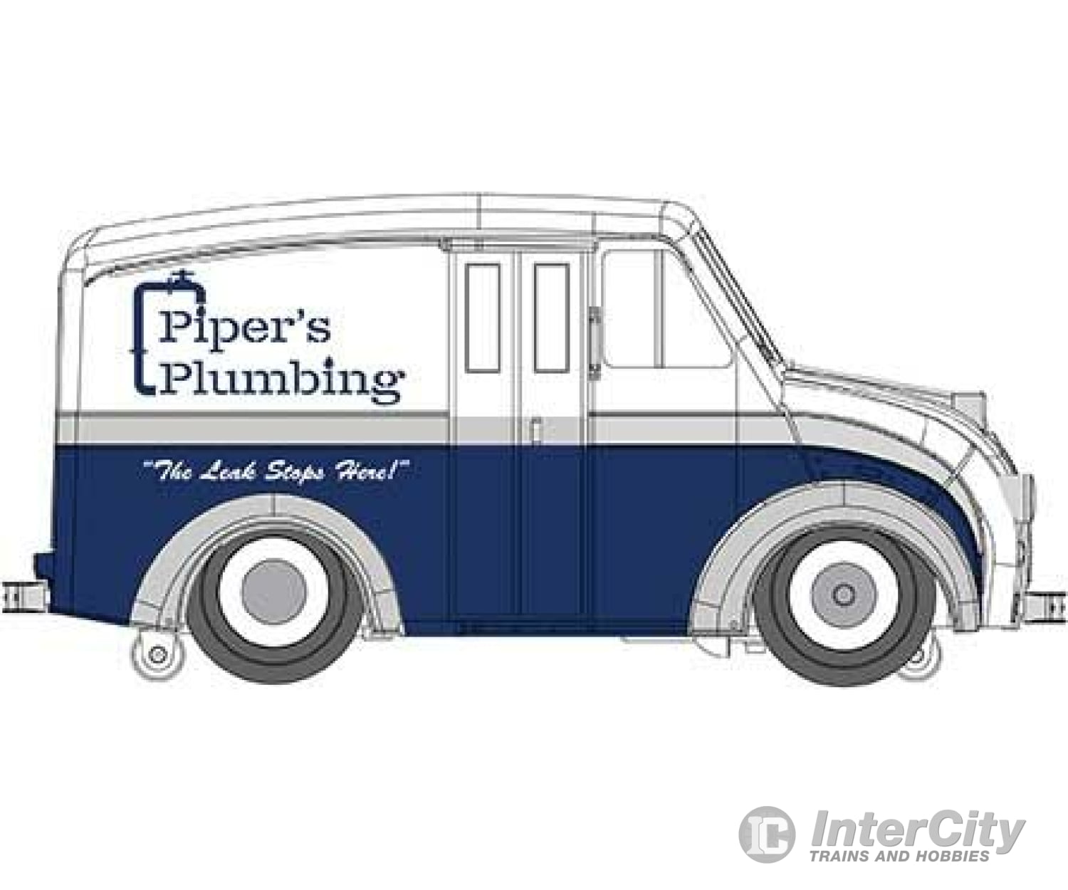 Bachmann 42752 Operating Delivery Van - 3-Rail Williams E-Z Street(R) -- Pipers Plumbing (Blue