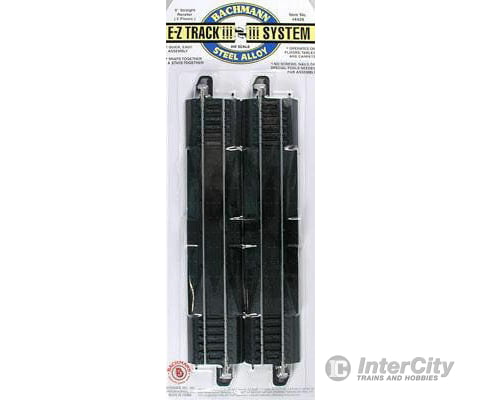 Bachmann 44428 Straight Track W/Steel Rail & Black Roadbed - E-Z Track(R) -- 9 Rerailer Pkg(2)