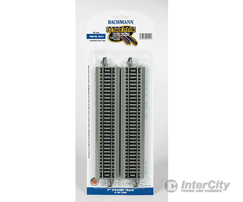 Bachmann 44511 Straight Track W/Nickel Silver Rail & Gray Roadbed - E-Z Track(R) -- 9 22.9Cm Pkg(4)