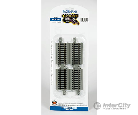 Bachmann 44512 Straight Track W/Nickel Silver Rail & Gray Roadbed - E-Z Track(R) -- 3 7.6Cm Pkg(4)