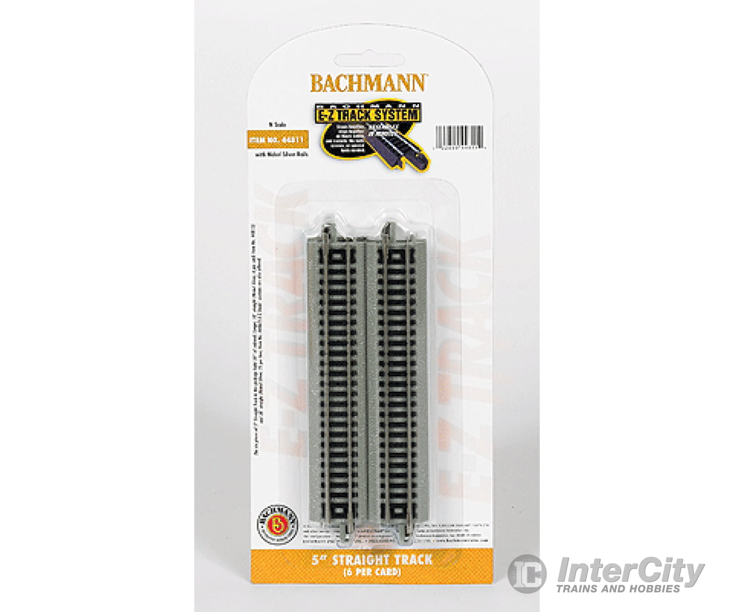 Bachmann 44811 Straight Track W/Nickel Silver Rail & Gray Roadbed - E-Z Track(R) -- 5 12.7Cm Pkg(6)