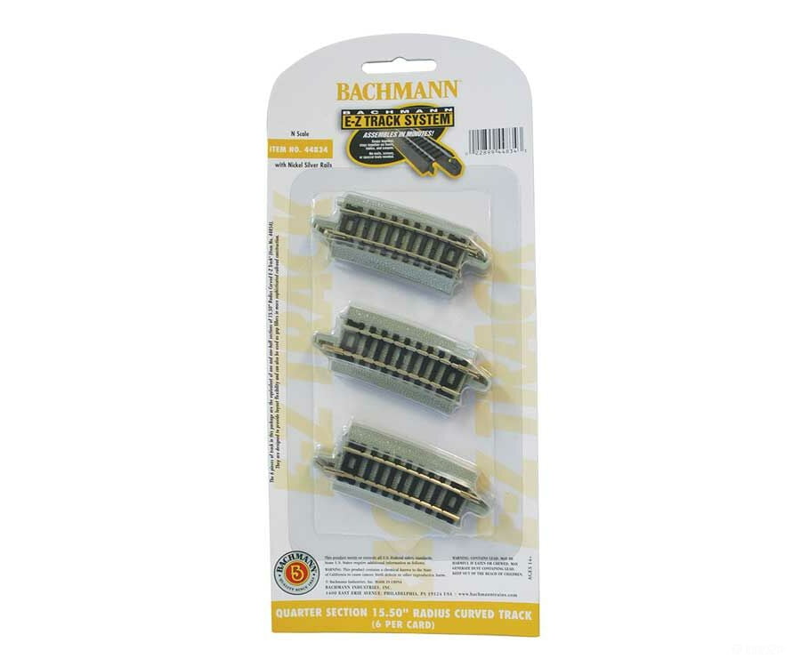 Bachmann 44834 Curved Track W/Nickel Silver Rail & Gray Roadbed - E-Z Track(R) -- 15-1/2 Radius
