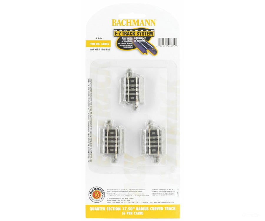 Bachmann 44835 Curved Track W/Nickel Silver Rail & Gray Roadbed - E-Z Track(R) -- 17-1/2 Radius