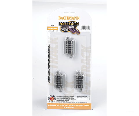Bachmann 44836 Curved Track W/Nickel Silver Rail & Gray Roadbed - E-Z Track(R) -- 19 Radius Quarter