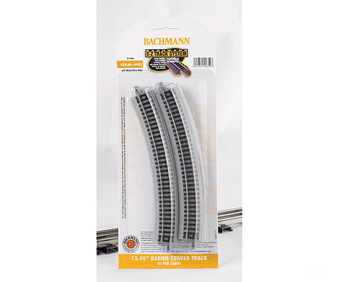 Bachmann 44852 E-Z Track(R) W/Nickel Silver Rail & Gray Roadbed -- 12-1/2 Radius Curve Pkg(6) Track
