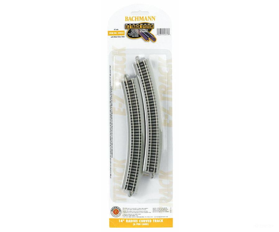 Bachmann 44853 E-Z Track(R) W/Nickel Silver Rail & Gray Roadbed -- 14 Radius Curve Pkg(6) Track