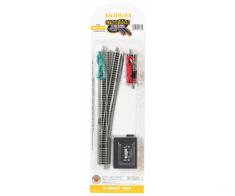 Bachmann 44860 E-Z Track(R) W/Nickel Silver Rail & Gray Roadbed -- #6 Turnout Right Track Turnouts