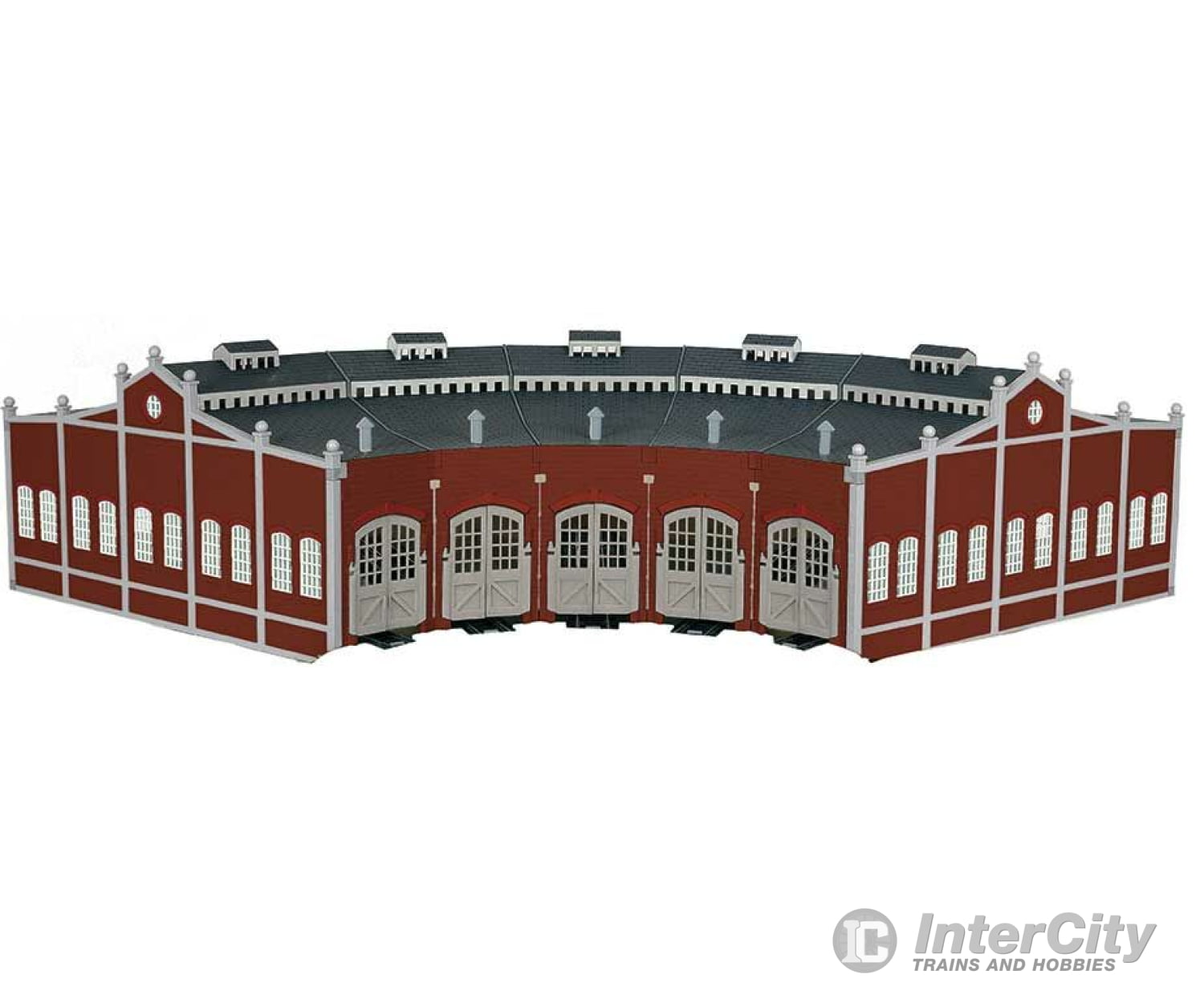 Bachmann 45020 Five-Stall Brick Roundhouse -- Kit W/5 E-Z Track(R) 9 Straights 5 Bumpers Structures