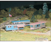 Bachmann 45612 Plasticville U.s.a.(R) Classic Kits -- Trailer Park (Three Trailers & Flag Pole