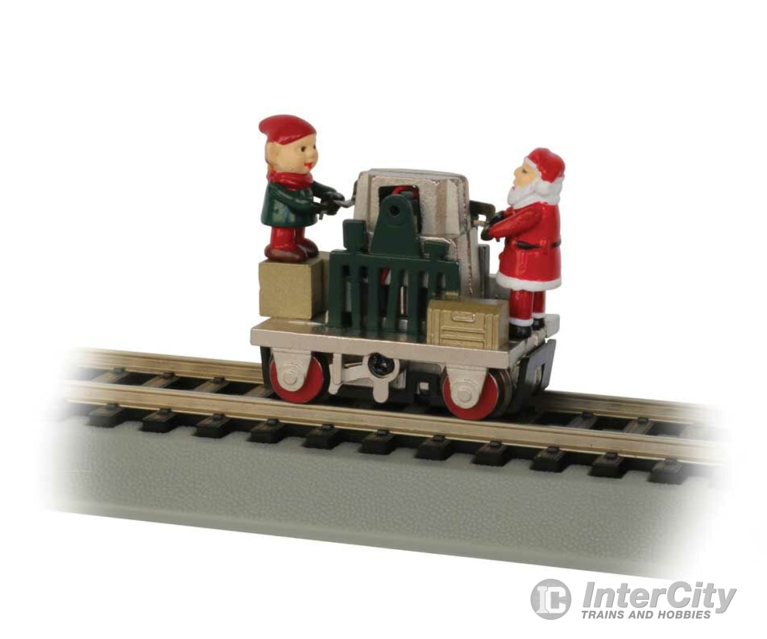 Bachmann 46224 Gandy Dancer Operating Handcar - Standard Dc -- Christmas W/Santa & Elf Locomotives