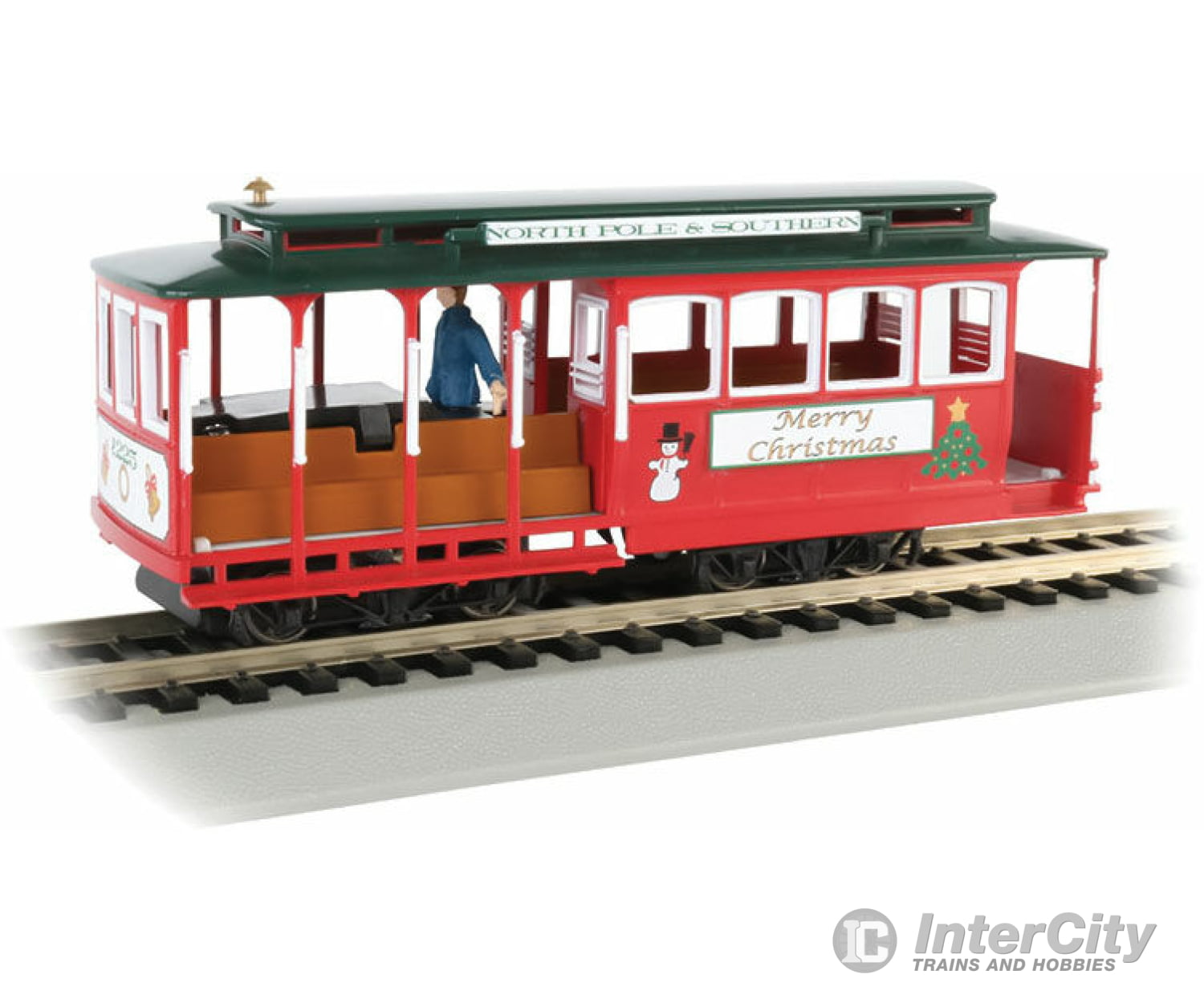 Bachmann 60535 Cable Car With Grip Man - Standard Dc -- North Pole & Southern (Merry Christmas; Red