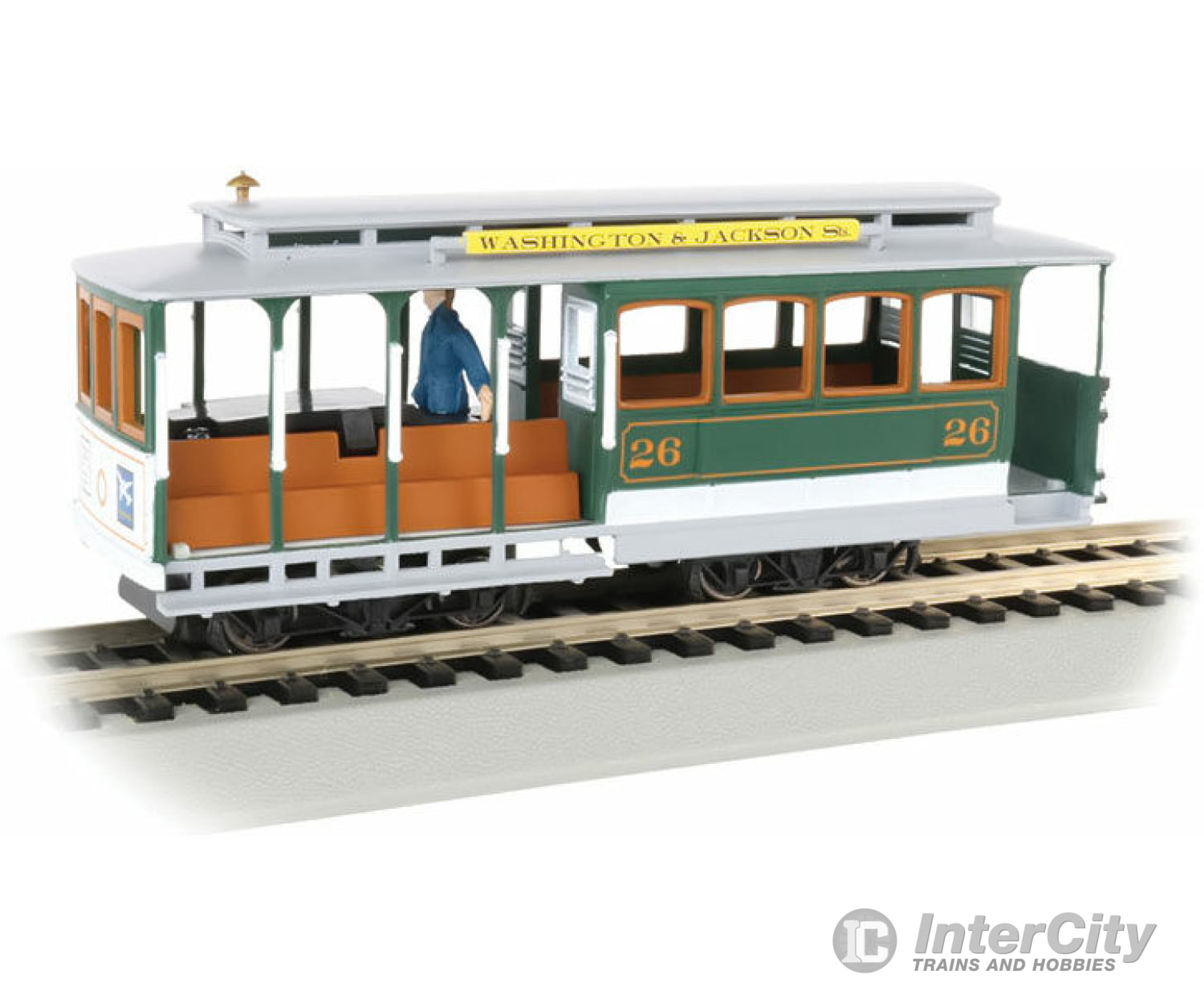 Bachmann 60536 Cable Car With Grip Man - Standard Dc -- Washington & Jackson Streets #26 (Green