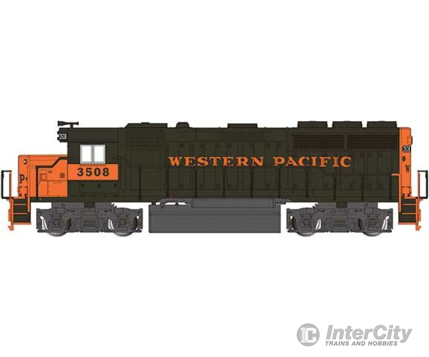 Bachmann 63541 Emd Gp40 - Standard Dc -- Western Pacific #3508 (Late Scheme Green Orange Under