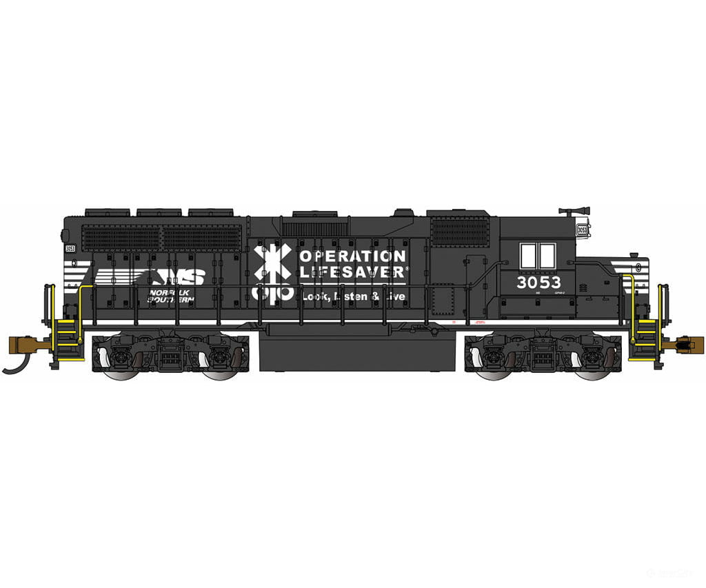 Bachmann 63565 Emd Gp40 - Standard Dc -- Norfolk Southern #3053 (Black White; Operation Lifesaver