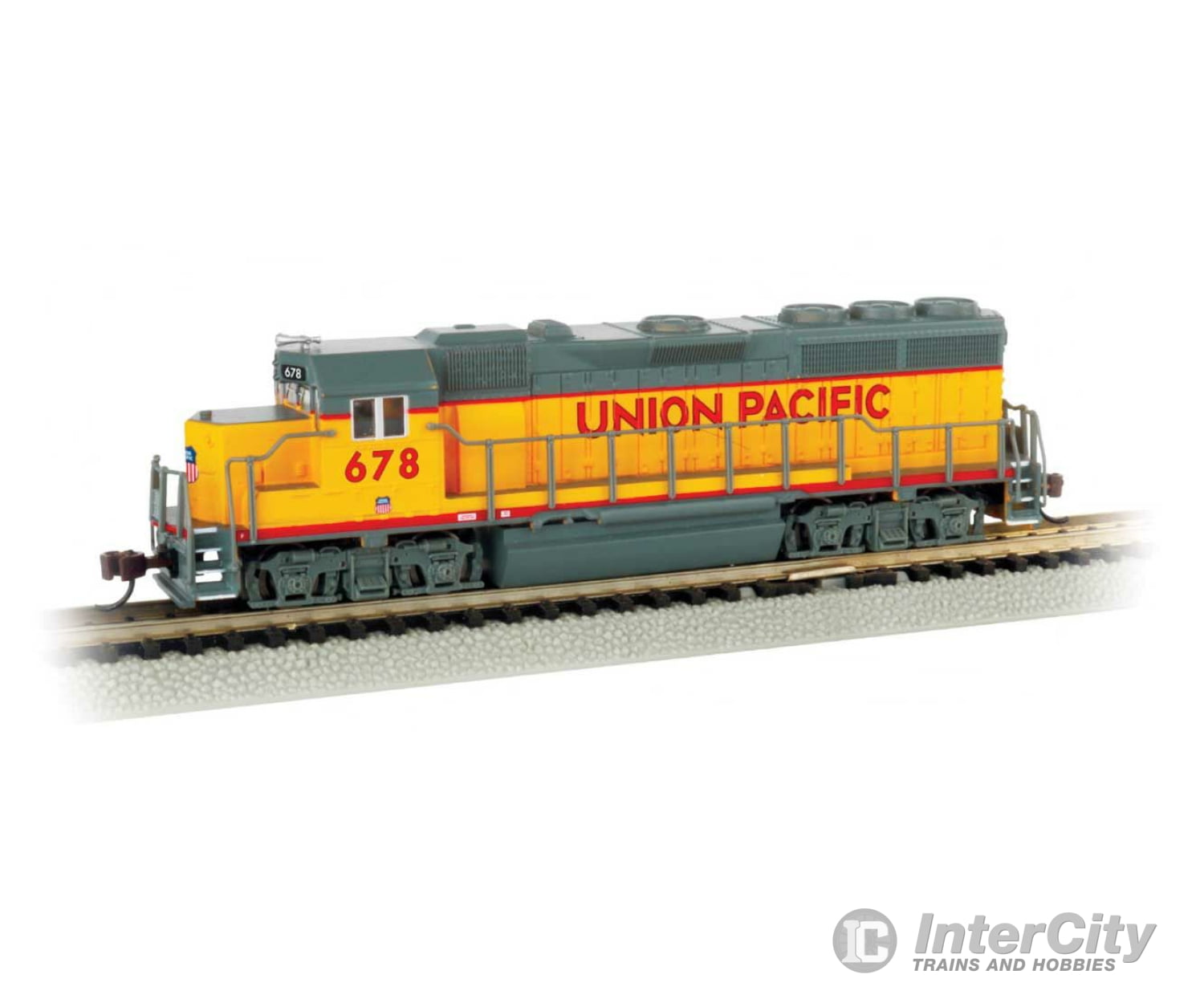 Bachmann 66357 Emd Gp40 - Econami Sound And Dcc -- Union Pacific #678 (Armour Yellow Gray Red)