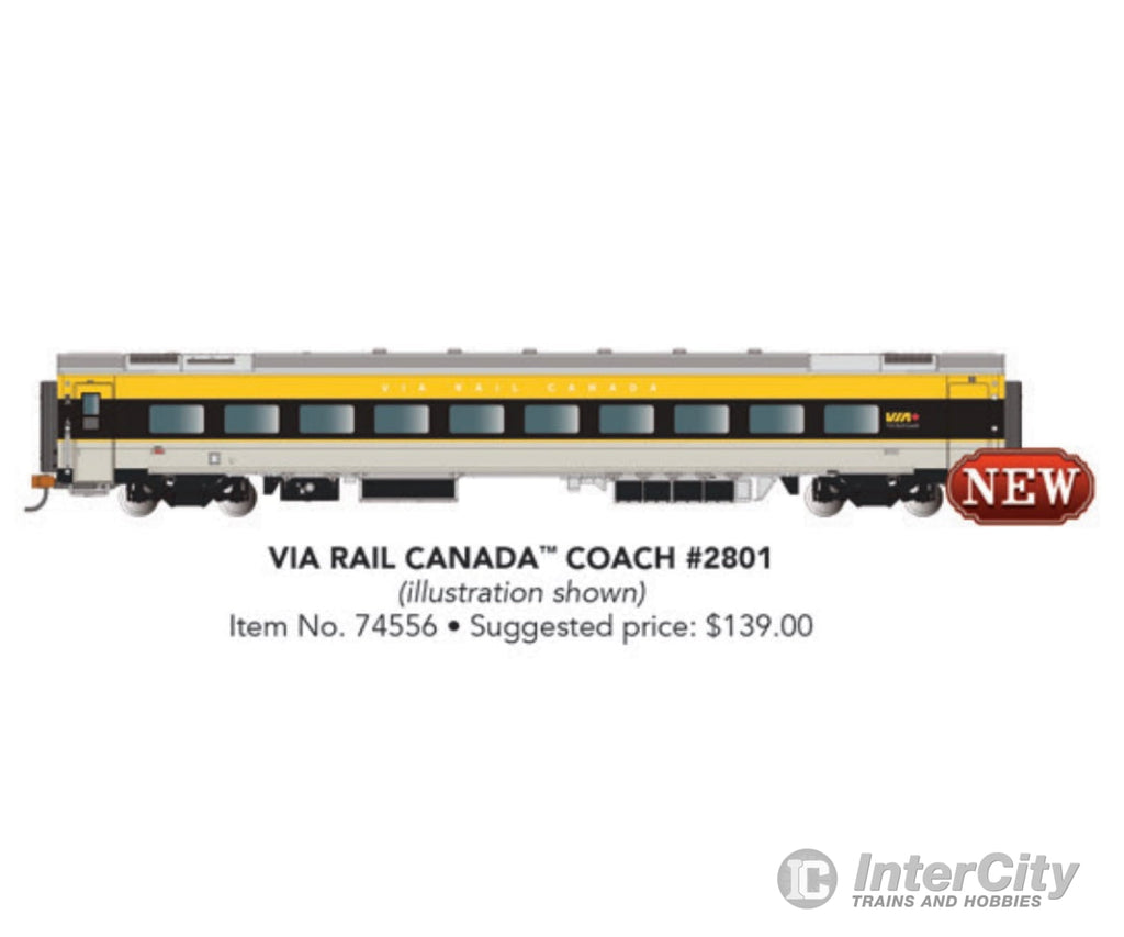 Bachmann 74556 Siemens Venture Coach - Via Version Ready To Run - - Rail Canada #2800 (Gray Black