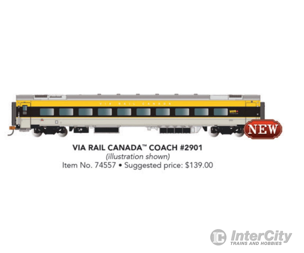 Bachmann 74557 Siemens Venture Coach - Via Version Ready To Run - - Rail Canada #2800 (Gray Black