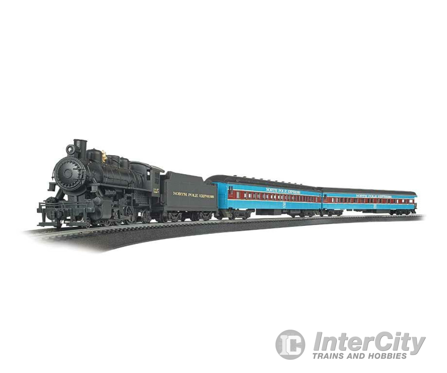 Bachmann 751 North Pole Express - Standard Dc -- 2-6-2 Steam Locomotive 2 Passenger Cars; Track Oval