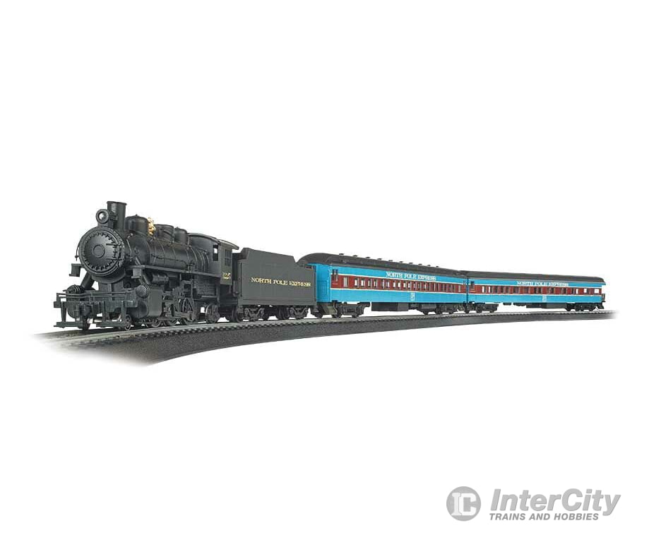 Bachmann 751 North Pole Express - Standard Dc -- 2-6-2 Steam Locomotive 2 Passenger Cars; Track Oval