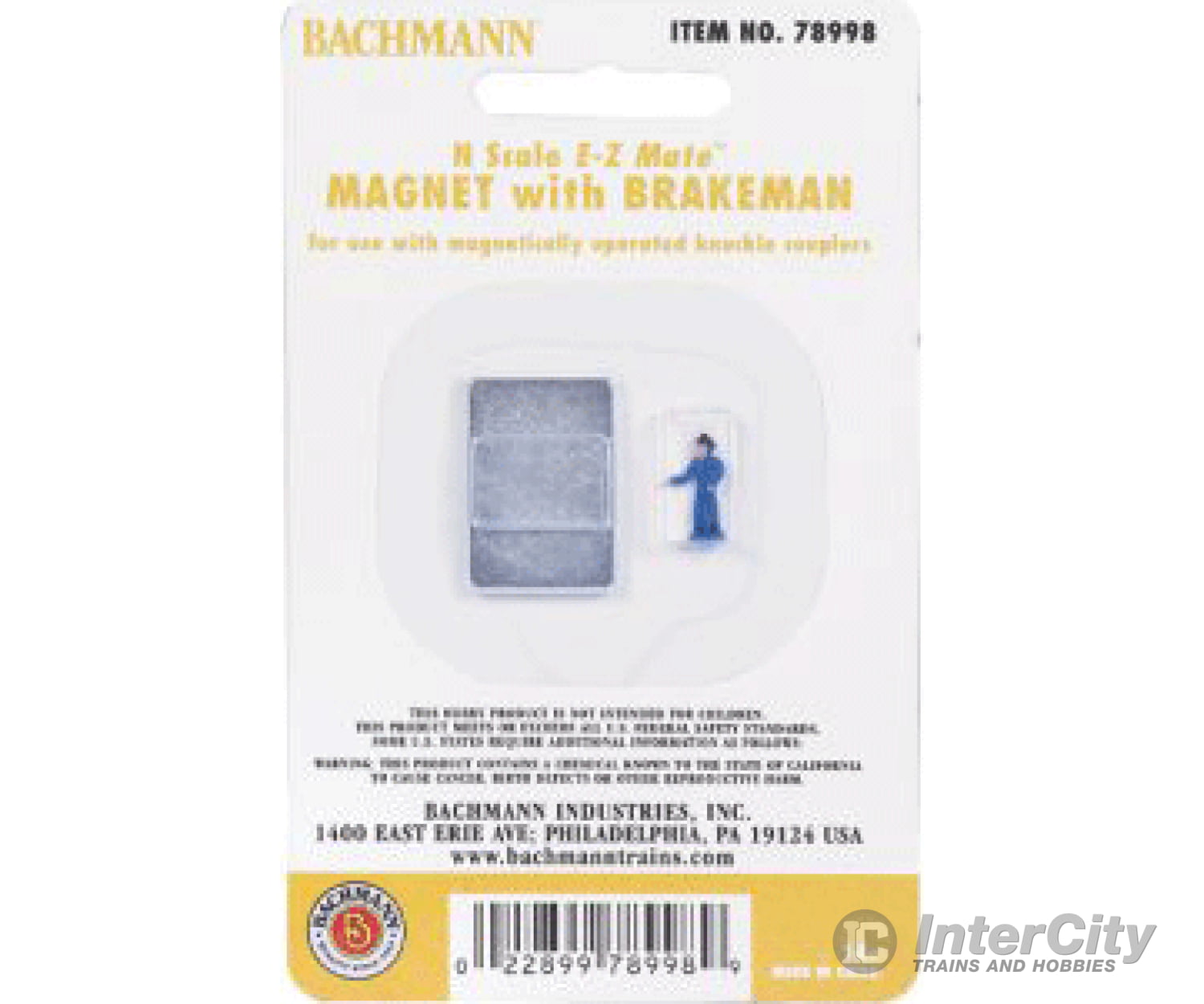 Bachmann 78998 Uncoupling Magnet For Knuckle Couplers -- With Brakeman Figure & Trucks