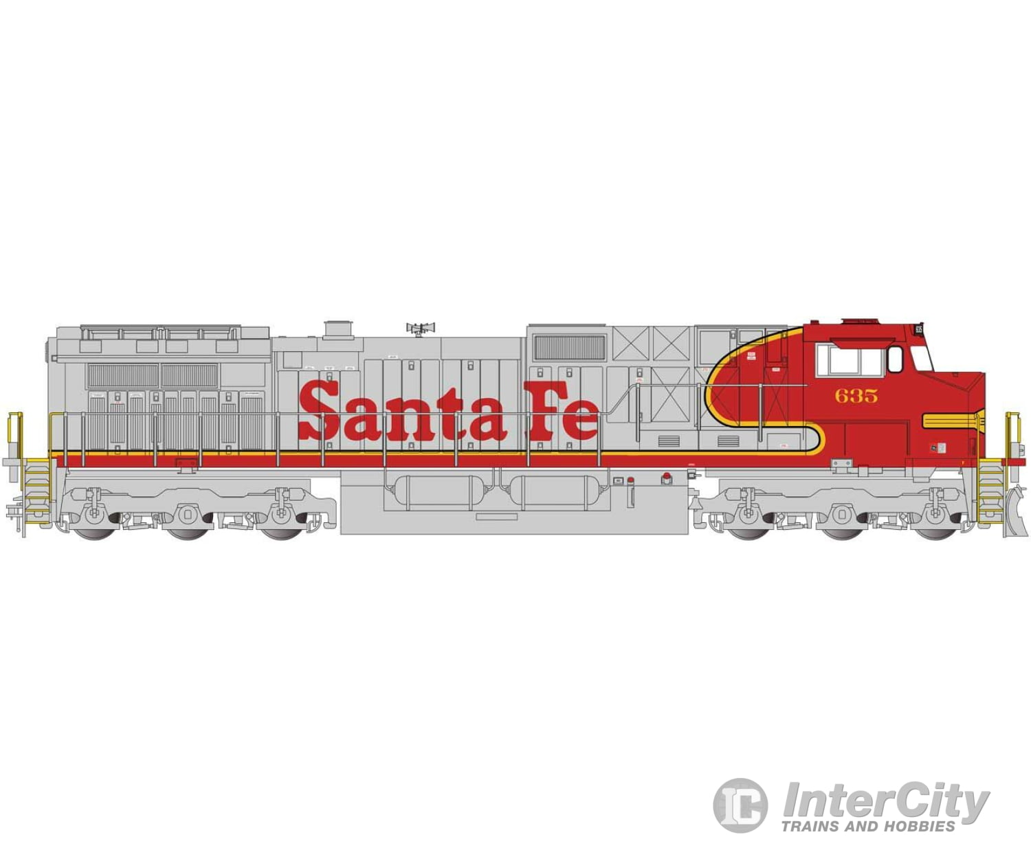 Bachmann 90905 Ge Dash 9-44Cw - Standard Dc -- Santa Fe #635 (Silver Red Yellow; Warbonnet)