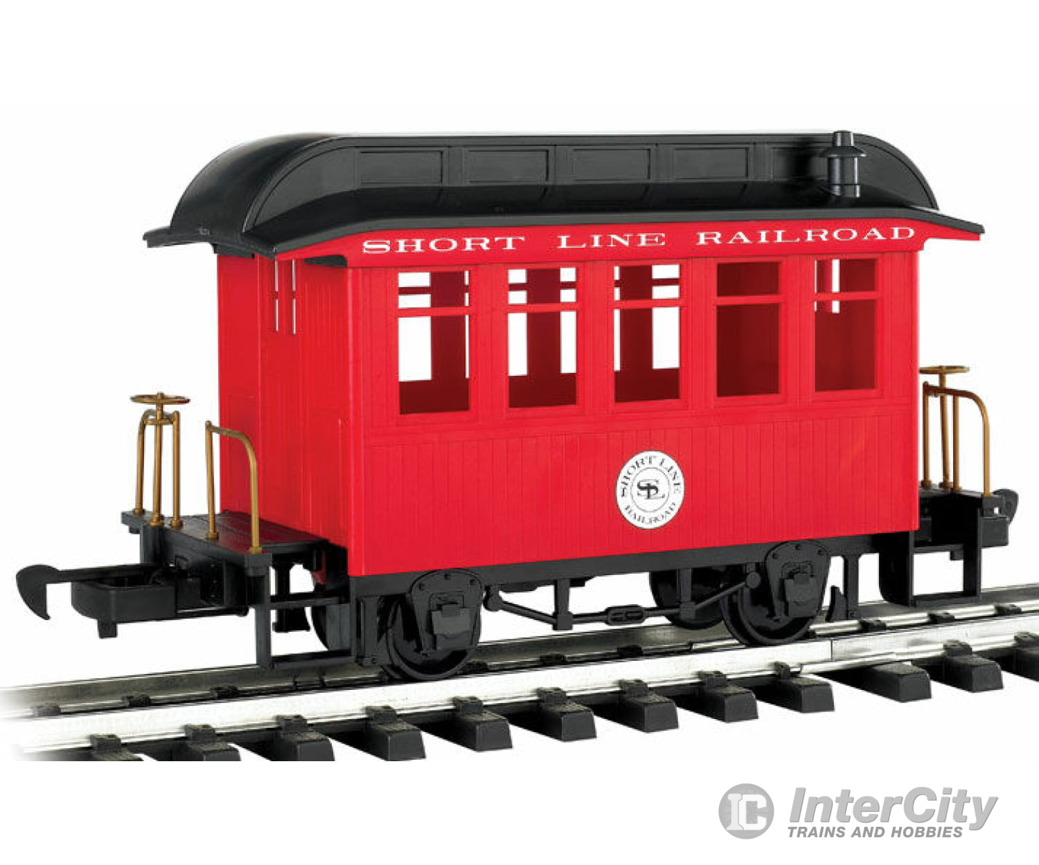 Bachmann 97089 Wood Coach - Ready To Run Lil Big Haulers -- Short Line Railroad (Red Black)