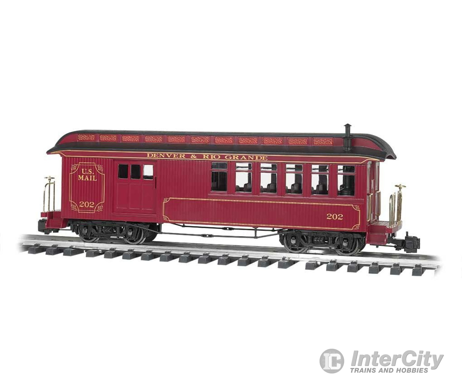 Bachmann 97106 Wood Combine - Ready To Run -- Denver & Rio Grande Western 202 (Red) Passenger Cars