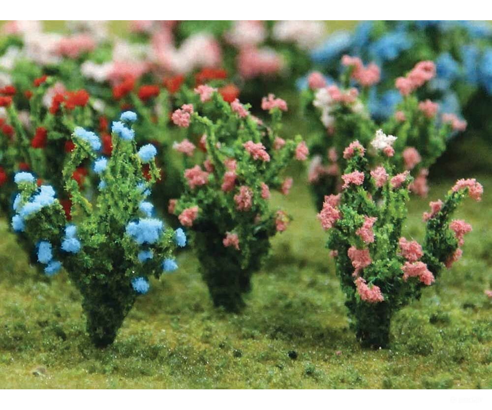 Bachmann 32512 Flowering Bushes -- Pink Blue 1 Tall Pkg(8) Other Scenery