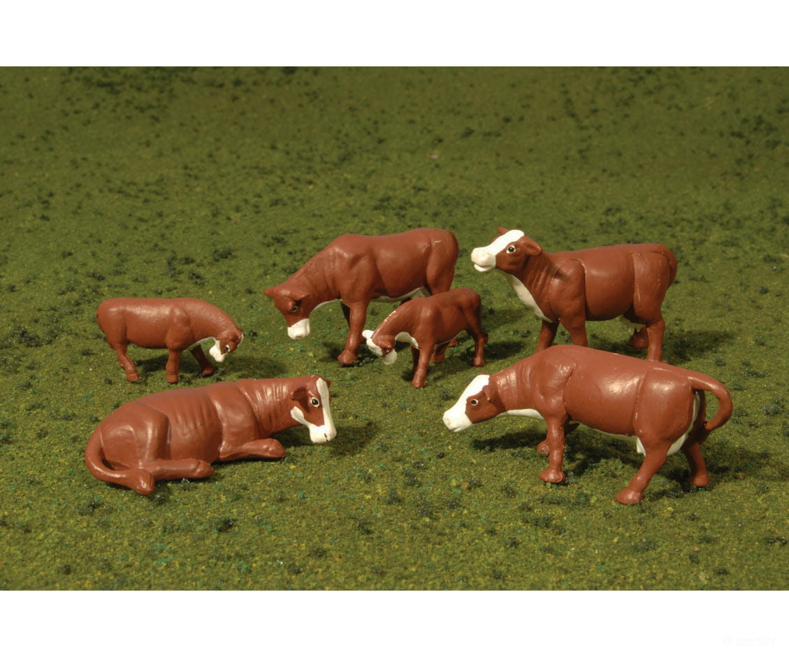 Bachmann 33102 Scenescapes(Tm) Figures -- Cows (Brown White) Pkg(6)