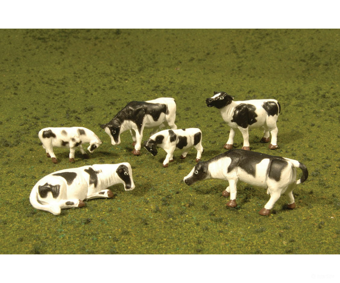 Bachmann 33103 Scenescapes(Tm) Figures -- Cows (Black White) Pkg(6)