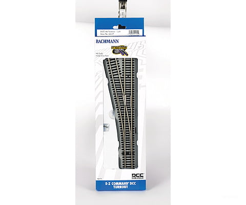 Bachmann 44139 Decoder-Equipped Nickel Silver E-Z Track(R) Turnouts -- #4 Left Hand Track &