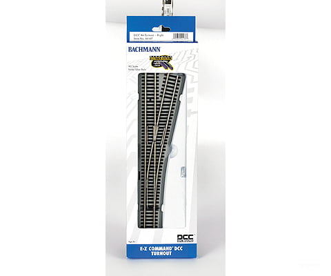 Bachmann 44140 Decoder-Equipped Nickel Silver E-Z Track(R) Turnouts -- #4 Right Hand Track &