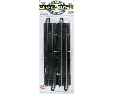 Bachmann 44428 Straight Track W/Steel Rail & Black Roadbed - E-Z Track(R) -- 9 Rerailer Pkg(2)