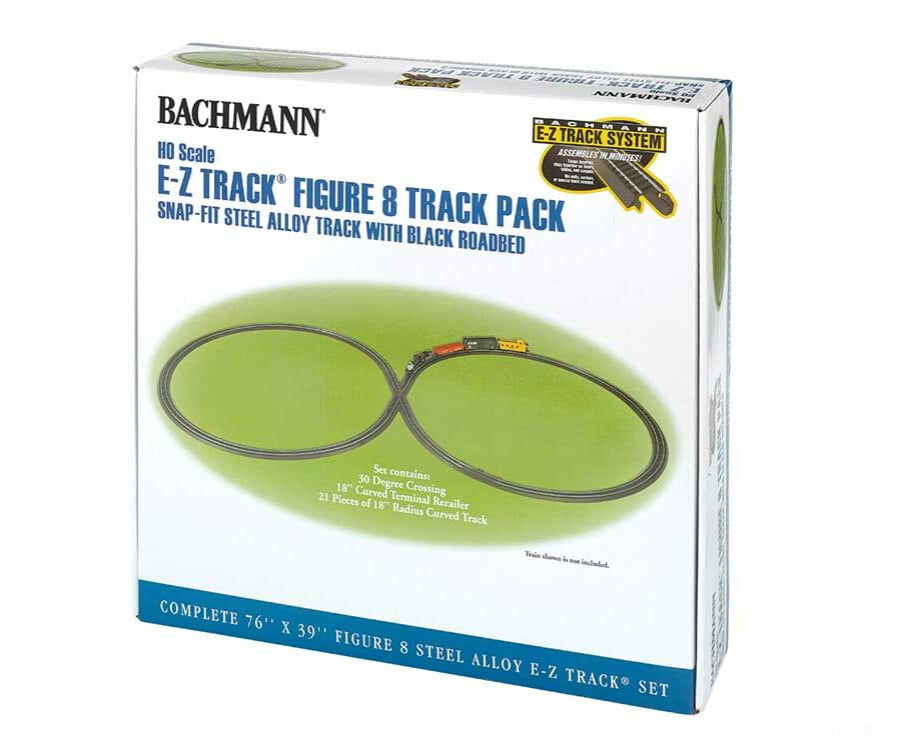 Bachmann 44487 Figure-8 Track Pack - E-Z Track(R) -- With Steel Rail & Black Roadbed Turnouts