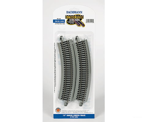 Bachmann 44505 Curved Track W/Nickel Silver Rail & Gray Roadbed - E-Z Track(R) -- 15 Radius Pkg(4)