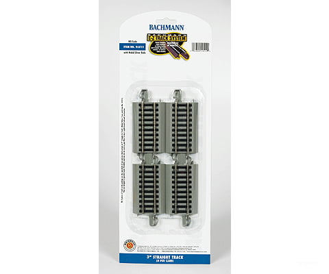 Bachmann 44512 Straight Track W/Nickel Silver Rail & Gray Roadbed - E-Z Track(R) -- 3 7.6Cm Pkg(4)