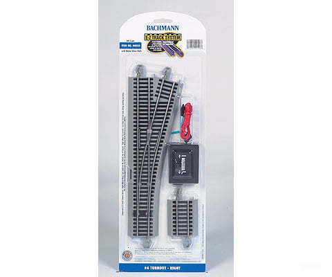 Bachmann 44558 E-Z Track(R) W/Nickel Silver Rail & Gray Roadbed -- #4 Turnout Right Track Turnouts