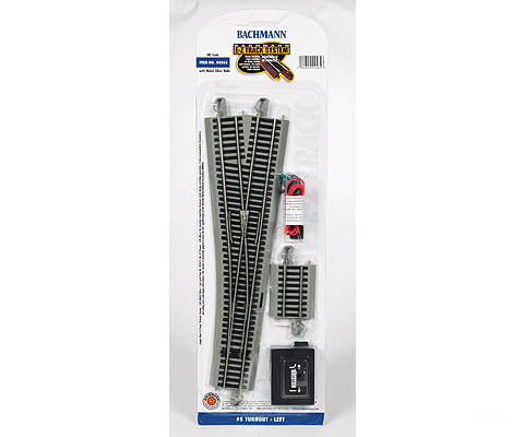 Bachmann 44565 No. 5 Remote-Control Turnout Nickel Silver Rail Gray Roadbed - E-Z Track -- Left Hand