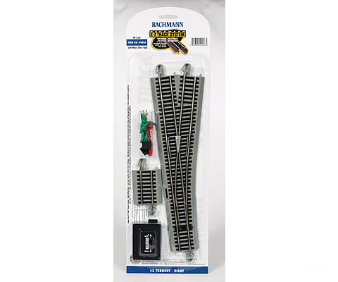 Bachmann 44566 No. 5 Remote-Control Turnout Nickel Silver Rail Gray Roadbed - E-Z Track -- Right