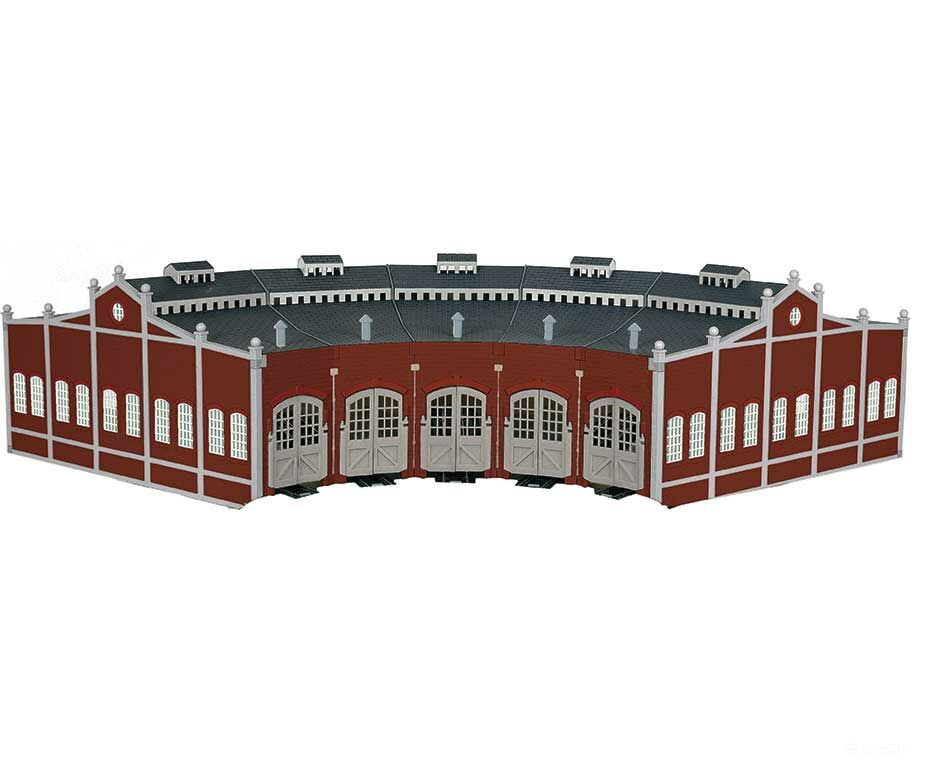 Bachmann 45020 Five-Stall Brick Roundhouse -- Kit W/5 E-Z Track(R) 9 Straights 5 Bumpers Structures