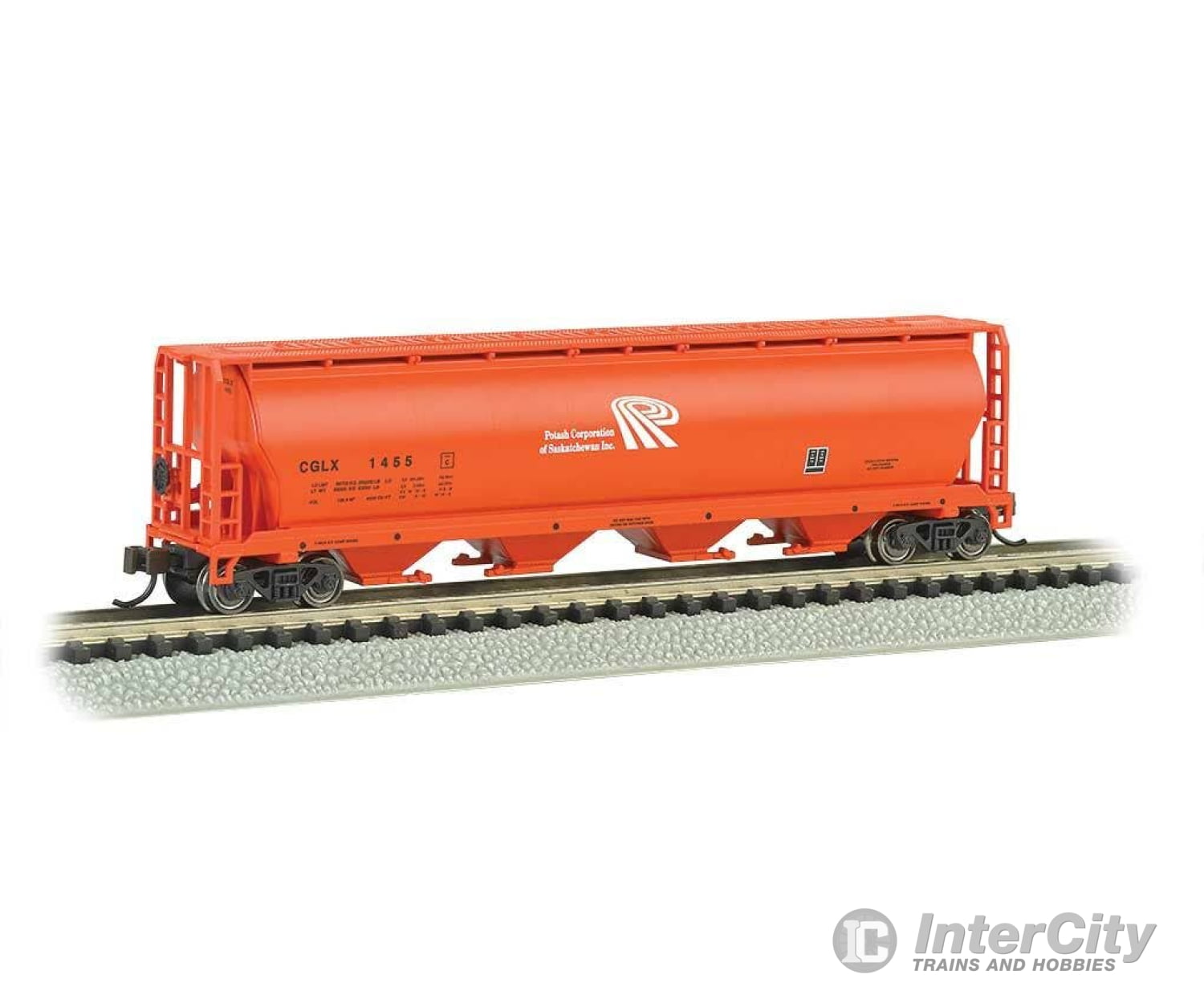 Bachmann N 19156 Canadian Cylindrical 4-Bay Grain Hopper - Silver Series Potash Corp. Freight Cars