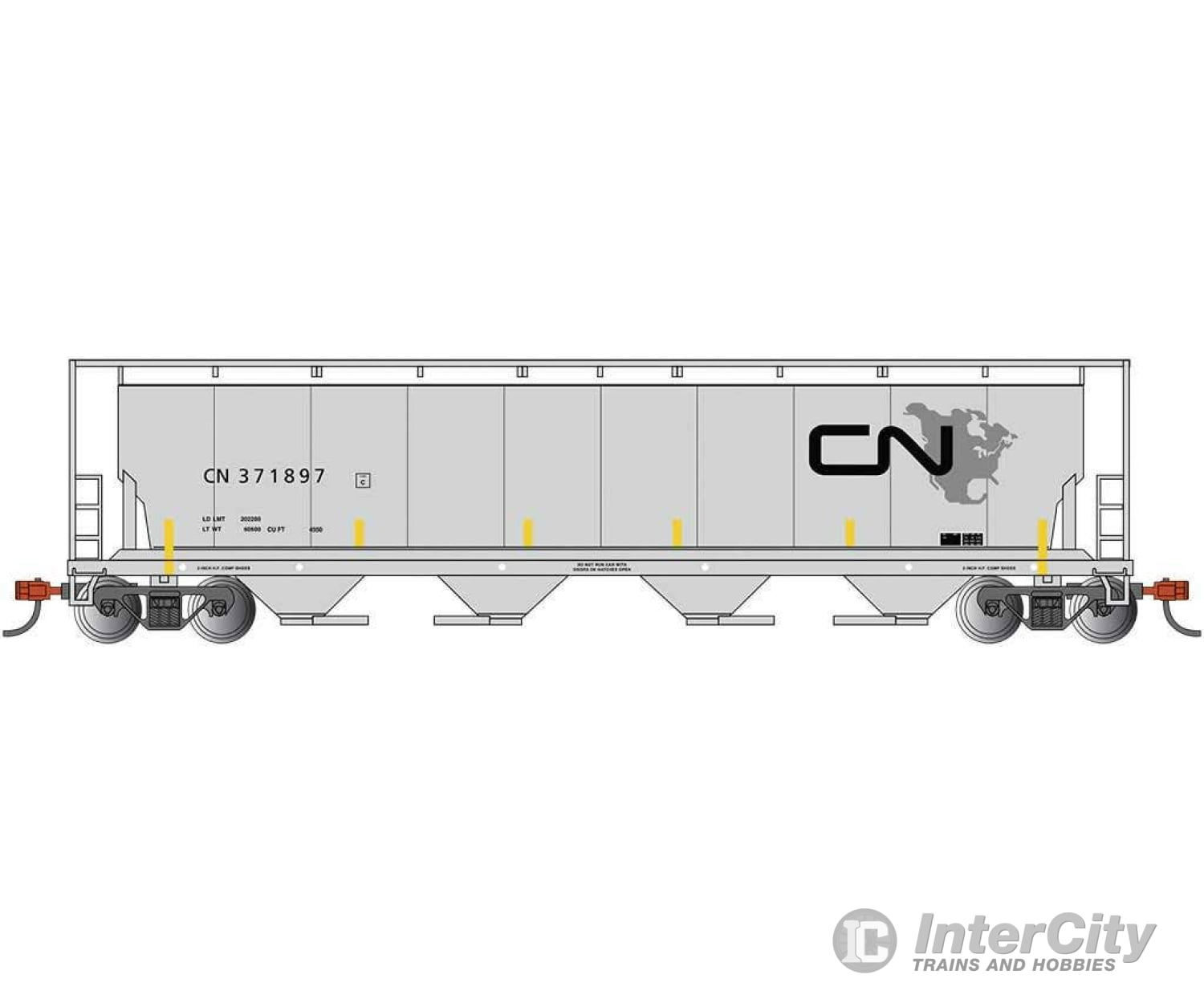 Bachmann N 19159 Canadian Cylindrical 4-Bay Grain Hopper - Silver Series National (North America