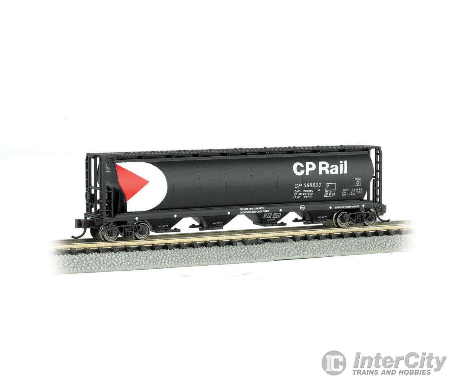 Bachmann N 19177 Canadian Cylindrical 4-Bay Grain Hopper - Silver Series Pacific (Black White Red