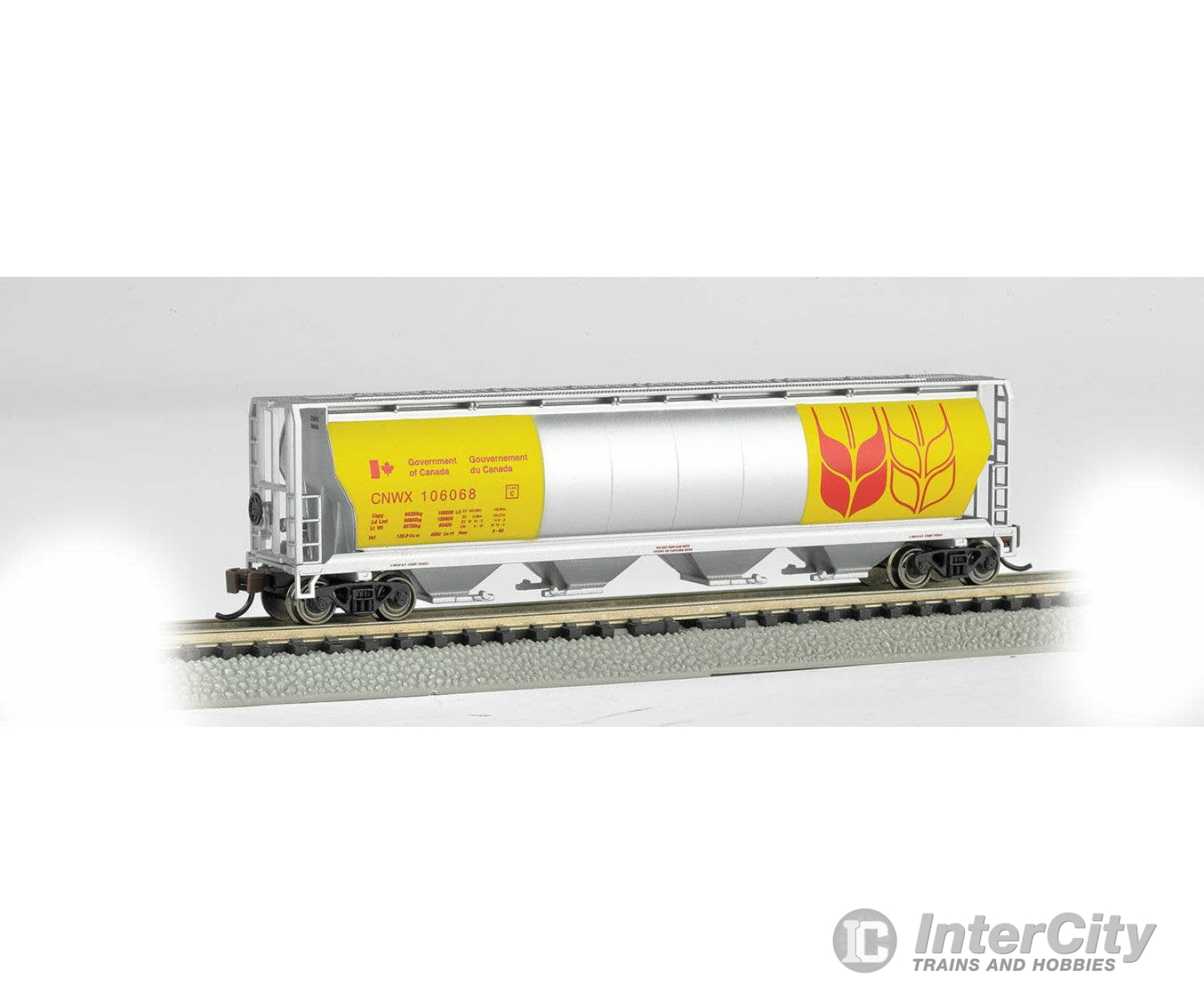 Bachmann N 19184 Canadian Cylindrical 4-Bay Grain Hopper - Silver Series Government Of Canada Cnwx