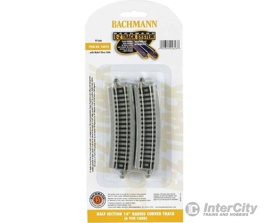 Bachmann N 44823 Curved Track W/Nickel Silver Rail & Gray Roadbed - E-Z Track(R) 14’’ Radius