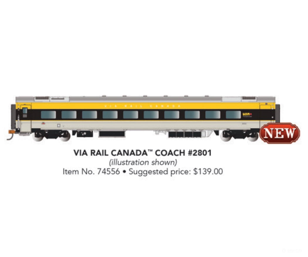 Bachmann 74556 Siemens Venture Coach - Via Version Ready To Run - - Rail Canada #2800 (Gray Black