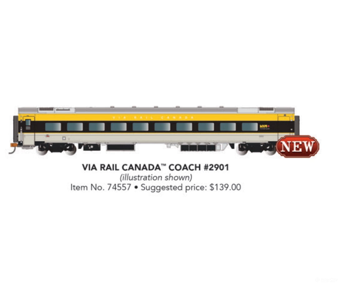 Bachmann 74557 Siemens Venture Coach - Via Version Ready To Run - - Rail Canada #2800 (Gray Black